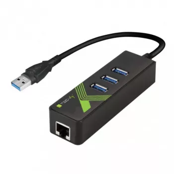 Techly IDATA USB-ETGIGA-3U2 kannettavan telakka/porttireplikaattori USB 3.2 Gen 1 (3.1 Gen 1) Type-A musta