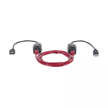 Manhattan USB-A linjajatko, käytettäväksi RJ45-verkkokaapelin kanssa (ei sisälly), jatkaa USB-laitteita jopa 60 m, väylävirransyöttö, Cat5e/Cat6/Cat6A RJ45-verkkokaapelit sopivat, musta, kolmen vuoden takuu