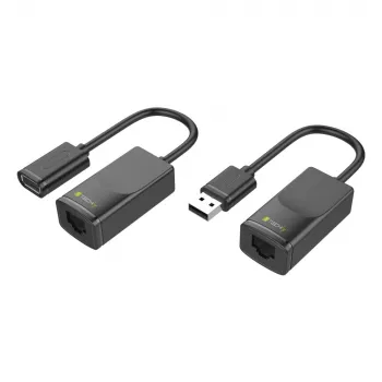 Techly IUSB-EXTENDTY2 kaapeliadapteri RJ-45 USB 2.0 Type-A musta
