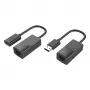 Techly IUSB-EXTENDTY2 kaapeliadapteri RJ-45 USB 2.0 Type-A musta