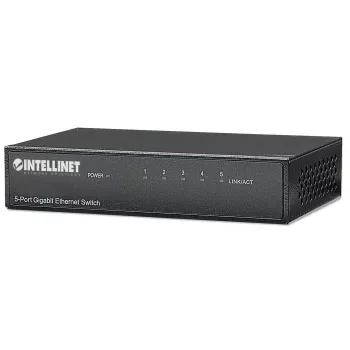 Intellinet 5-porttinen Gigabit Ethernet kytkin, pöytäkoko, metallikotelo, IEEE 802.3az (Energy Efficient Ethernet)
