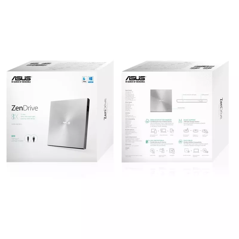 ASUS ZenDrive U9M optinen asema DVD±RW hopea