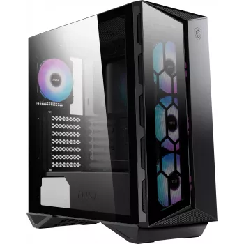 MSI MPG GUNGNIR 110R Mid Tower pelitietokonekotelo musta, USB 3.2 Gen2 Type C, 4x 120mm ARGB-tuuletin, Mystic Light Sync, 1-6 ARGB-ohjainkortti, 2x karkaistua lasipaneelia, ATX, mATX, mini-ITX