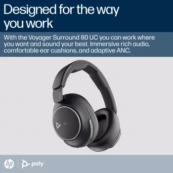 HP Poly Voyager Surround 80 UC Microsoft Teams -sertifioitu USB-C-headset +USB-C/A-sovitin