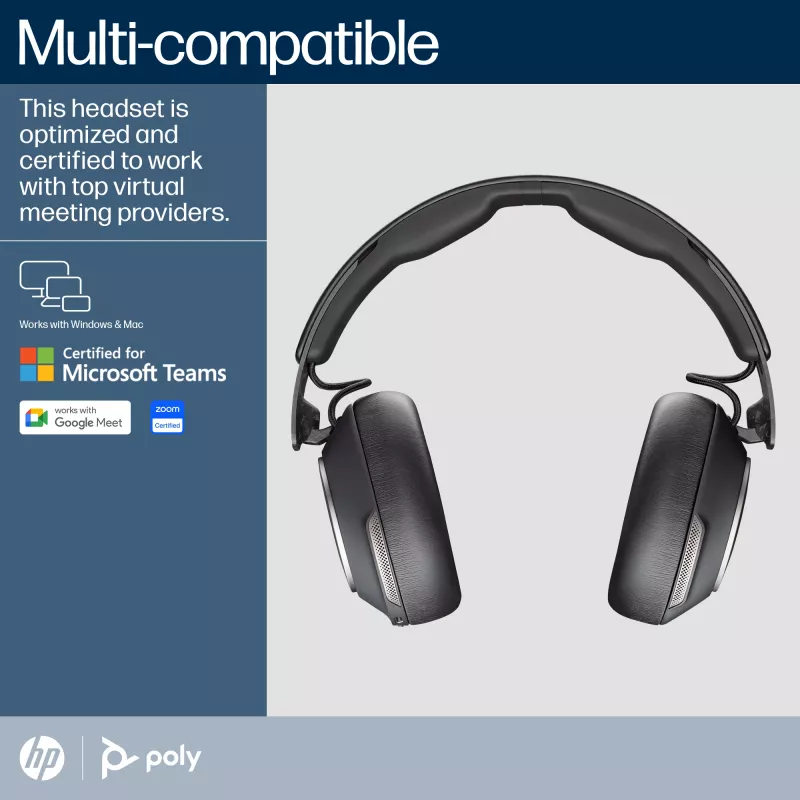 HP Poly Voyager Surround 80 UC Microsoft Teams -sertifioitu USB-C-headset +USB-C/A-sovitin