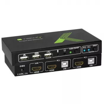 Techly 2x1 USB HDMI 4Kx2K IDATA KVM-HDMI2U KVM-kytkin musta