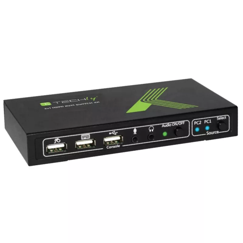 Techly 2x1 USB HDMI 4Kx2K IDATA KVM-HDMI2U KVM-kytkin musta