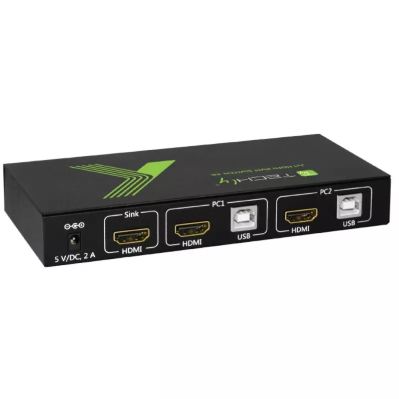 Techly 2x1 USB HDMI 4Kx2K IDATA KVM-HDMI2U KVM-kytkin musta