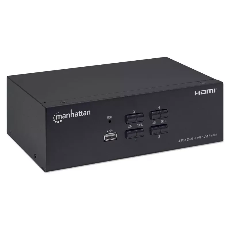 KVM-kytkin Manhattan 4-porttinen 4K@30Hz USB-A audio mikki