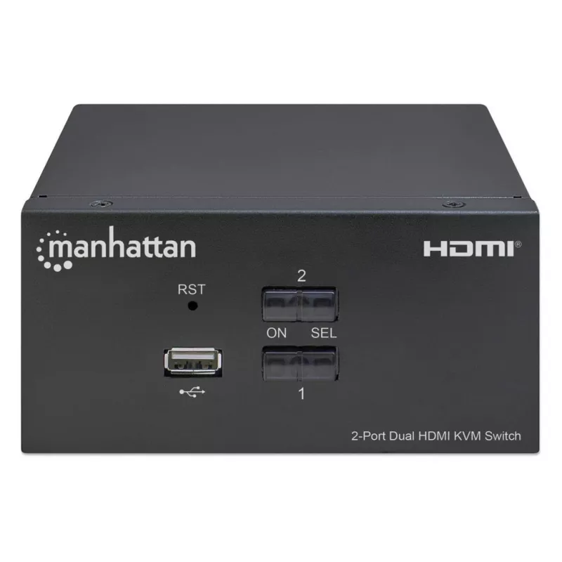 KVM-kytkin Manhattan 2-porttinen 4K HDMI USB audio 2 tietokoneen ohjaus