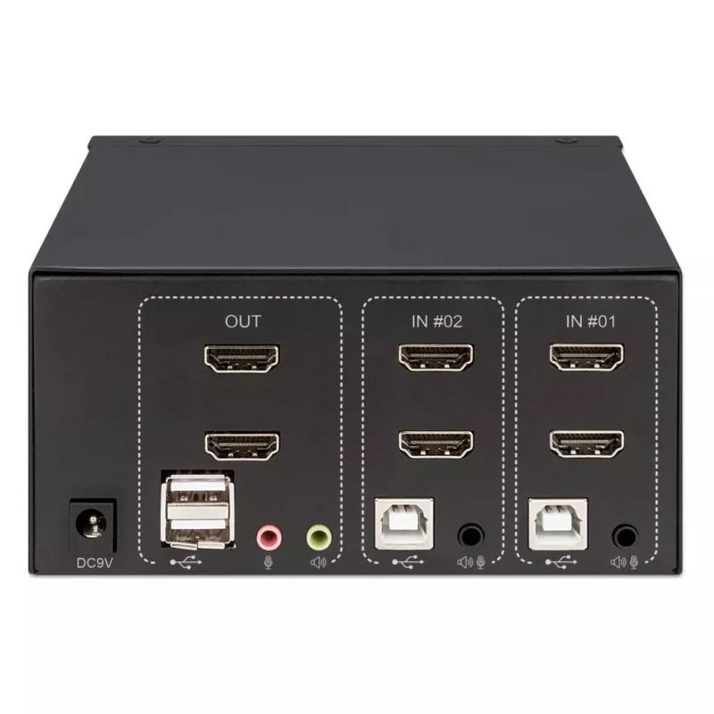 KVM-kytkin Manhattan 2-porttinen 4K HDMI USB audio 2 tietokoneen ohjaus