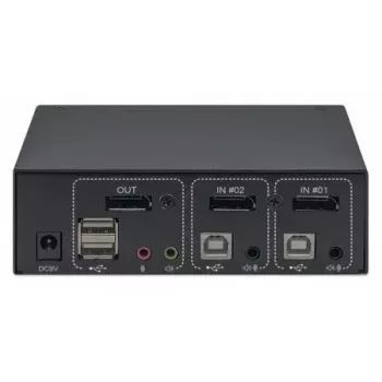 KVM-kytkin Manhattan DisplayPort 1.2 2-porttinen 4K@60Hz USB-A audio