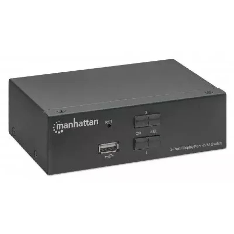 Manhattan 153546 KVM-kytkin, 2-porttinen DisplayPort/USB 2.0, 4K@60Hz, ääni, 2 x 1,8 m kaapelit