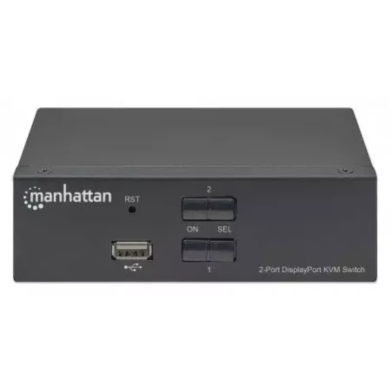 Manhattan 153546 KVM-kytkin, 2-porttinen DisplayPort/USB 2.0, 4K@60Hz, ääni, 2 x 1,8 m kaapelit