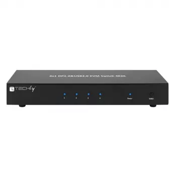 Techly IDATA DP-KVM4 KVM-kytkin rack-asennus musta