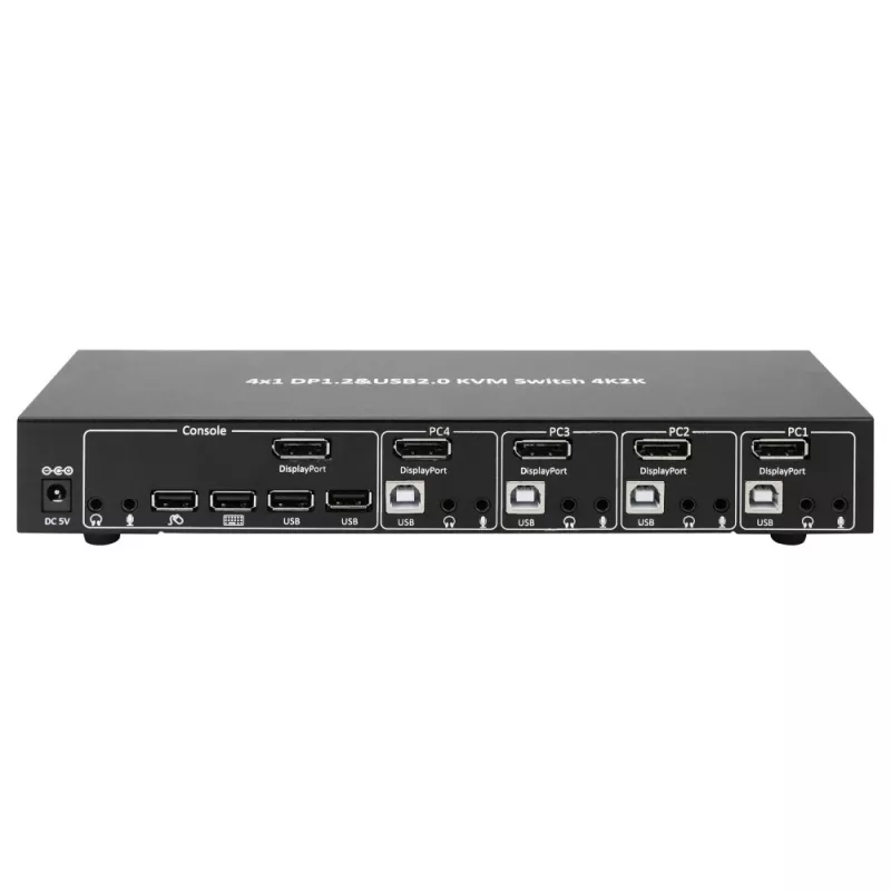 Techly IDATA DP-KVM4 KVM-kytkin rack-asennus musta