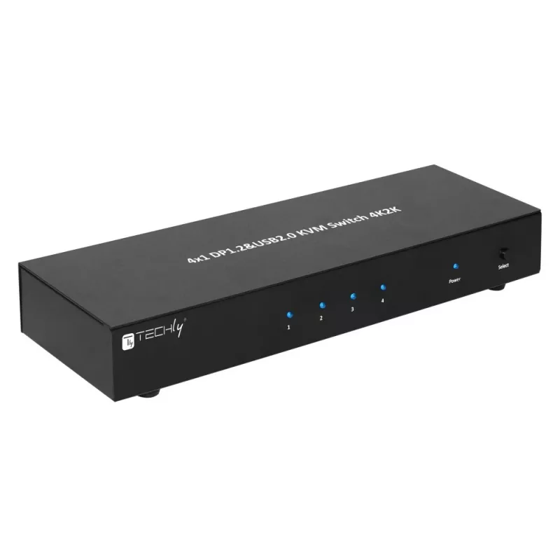 Techly IDATA DP-KVM4 KVM-kytkin rack-asennus musta