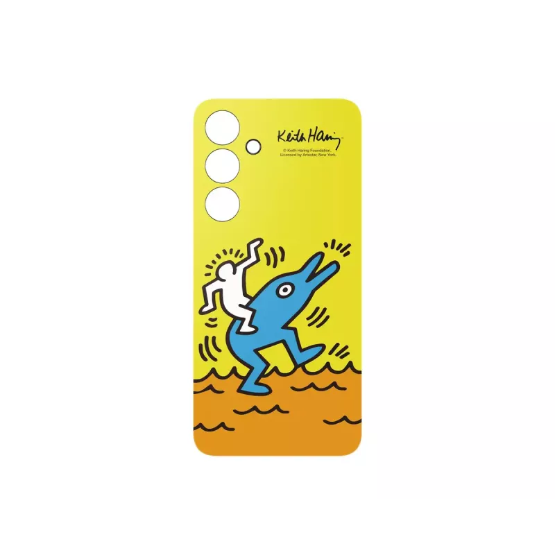 Suojakotelo Samsung Keith Haring Flipsuit Case S24 FE:lle keltainen