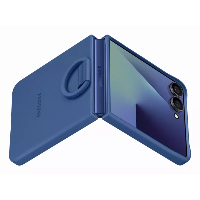 Samsung EF-PF766TNEGWW silikonikuori sormuksella Galaxy Z Flip7:lle, sininen