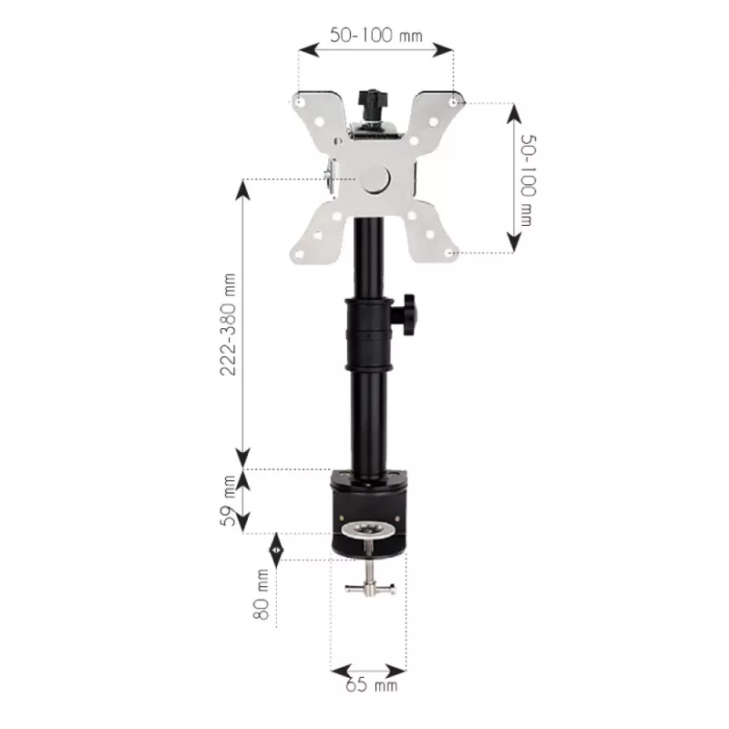 Techly ICA-LCD 500BK pöytäteline näytölle 13–30 tuumaa (76,2 cm), enintään 15 kg, VESA 75x75/100x100, musta