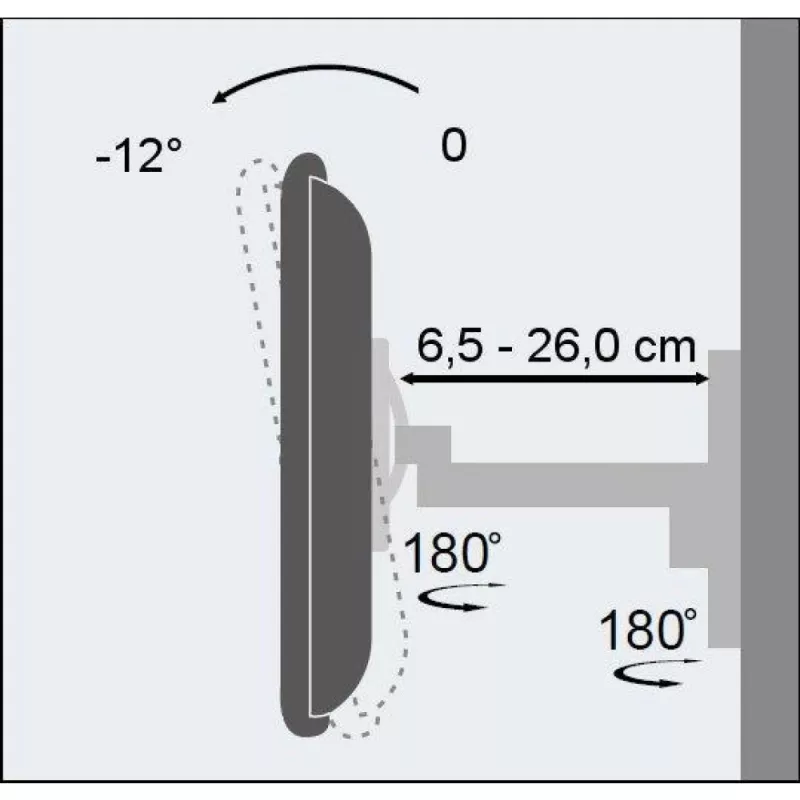 Techly ICA-LCD 2901 seinäteline 13–37 tuuman LCD-televisiolle, kallistettava ja kääntyvä, enintään 25 kg, VESA 75x75–200x200, musta