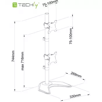 Techly ICA-LCD 2520V monitoriteline / jalusta 68.6 cm (27