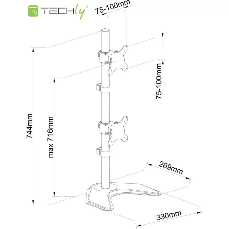 Techly ICA-LCD 2520V monitoriteline / jalusta 68.6 cm (27