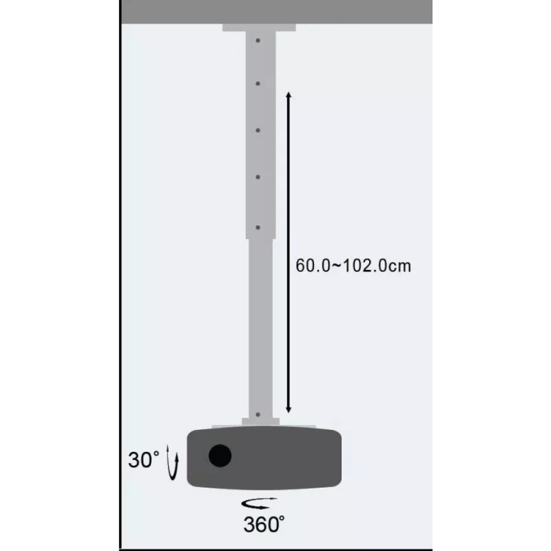Techly projektorin kattotelineen jatke 60–102 cm hopea ICA-PM 102XL