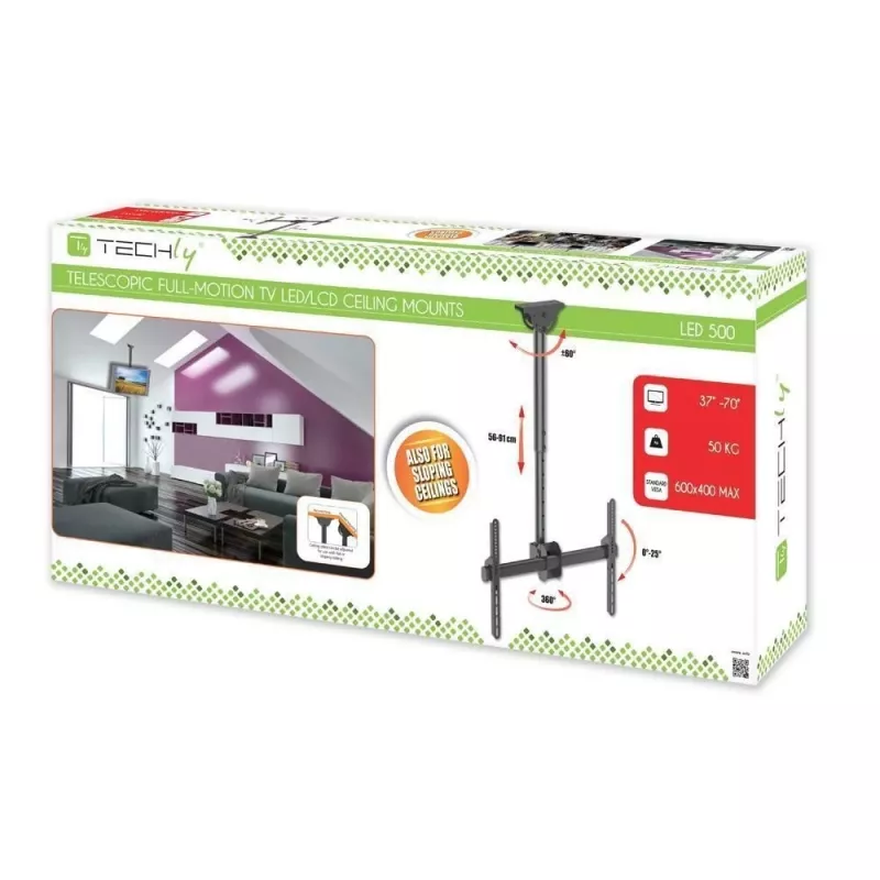 Techly 37-70 teleskooppikattoteline universaali LED TV LCD -teline ICA-CPLB 946S