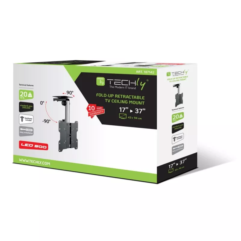 Techly taitettava sisäänvedettävä kattoteline TV LED/LCD 17