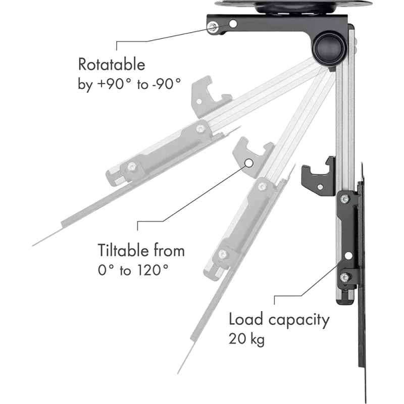 Techly taitettava sisäänvedettävä kattoteline TV LED/LCD 17