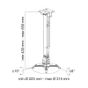 Techly ICA-PM 16 projektorin kattoteline, enintään 20 kg, säädettävä 43–65 cm, kallistettava ja kääntyvä, hopea