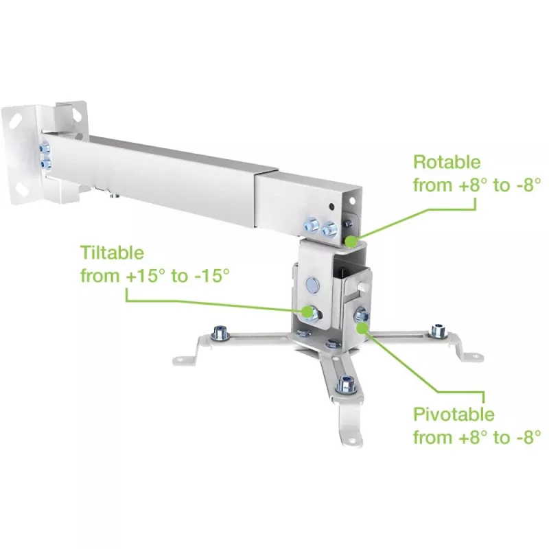 Techly ICA-PM 16 projektorin kattoteline, enintään 20 kg, säädettävä 43–65 cm, kallistettava ja kääntyvä, hopea
