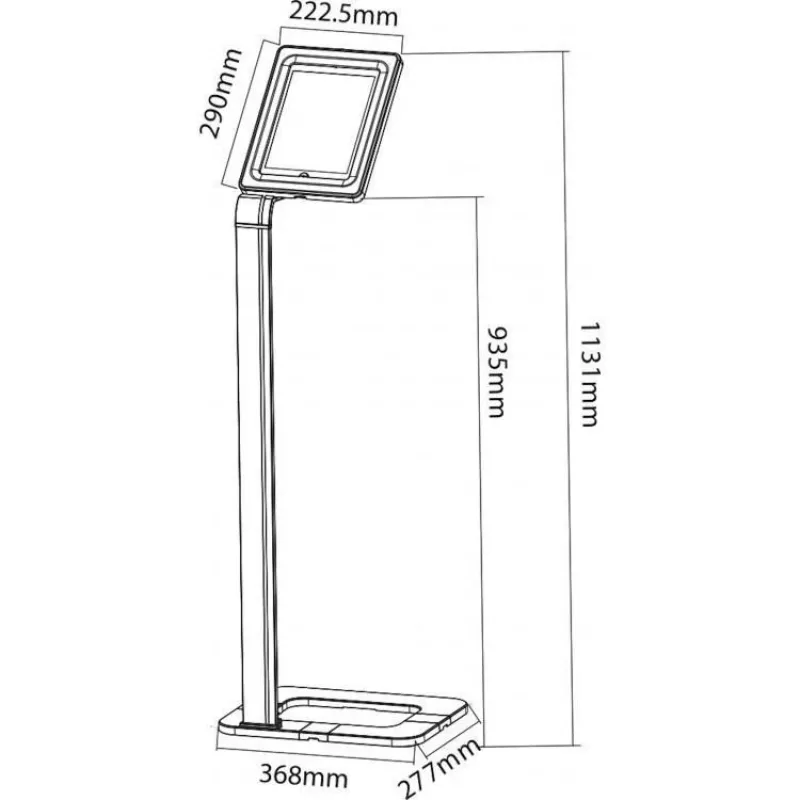 Techly ICA-TBL 1501 turvallinen lattiateline 9,7–10,1 tuuman (25,6 cm) tableteille, alumiini, VESA 75x75, hopea