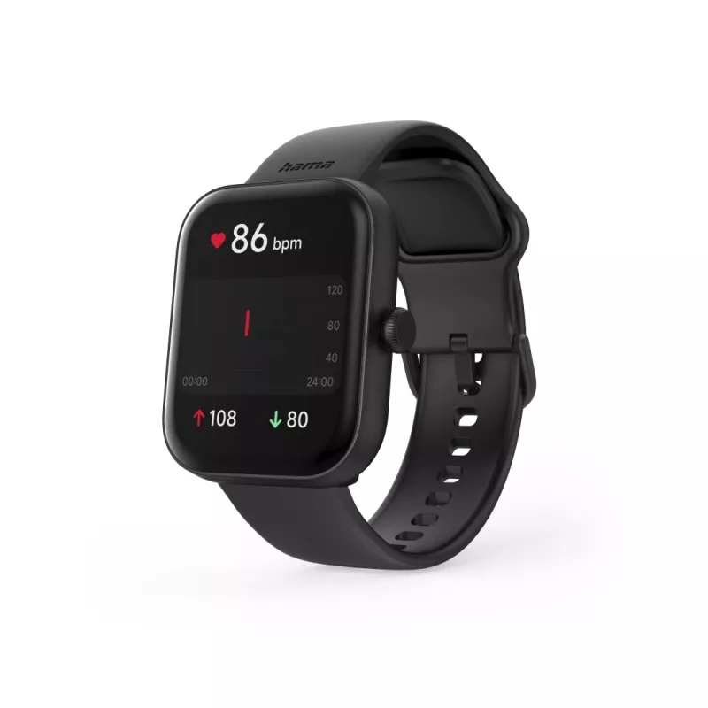 Hama Fit Watch 5000 älykello, 1,65 tuuman (4,19 cm) TFT, 47 mm, puhelutoiminto, syke, IP68, Bluetooth, musta