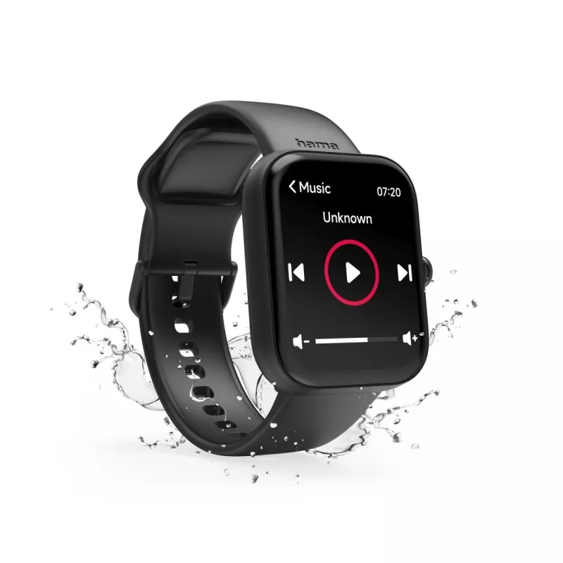 Hama Fit Watch 5000 älykello, 1,65 tuuman (4,19 cm) TFT, 47 mm, puhelutoiminto, syke, IP68, Bluetooth, musta