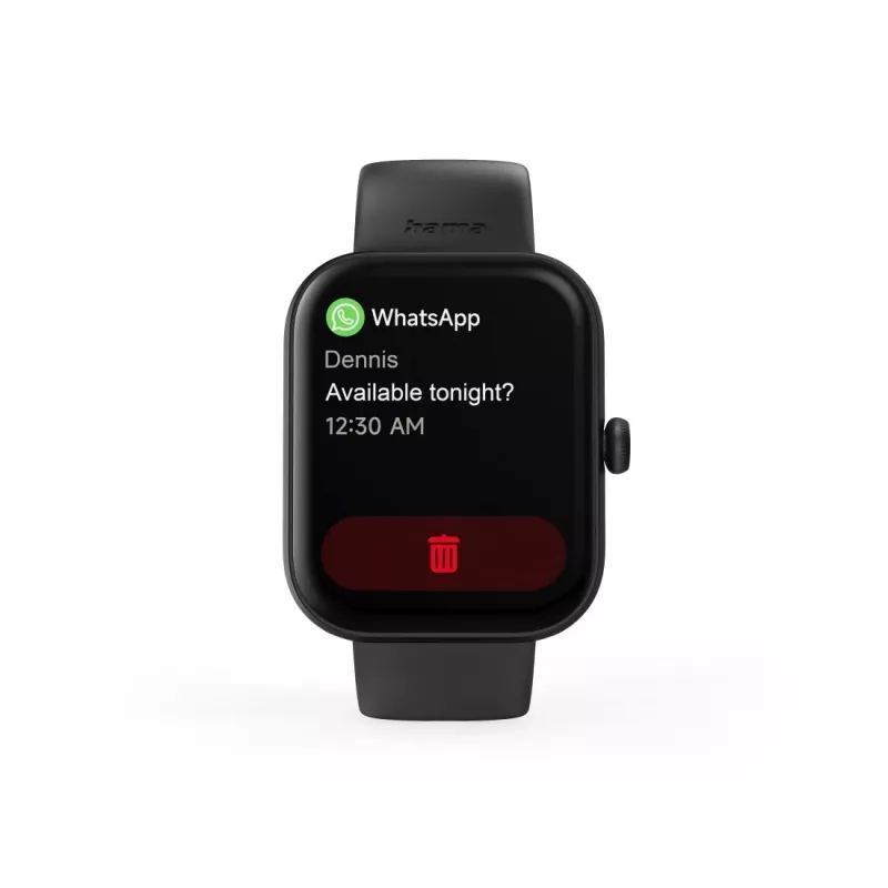 Hama Fit Watch 5000 älykello, 1,65 tuuman (4,19 cm) TFT, 47 mm, puhelutoiminto, syke, IP68, Bluetooth, musta
