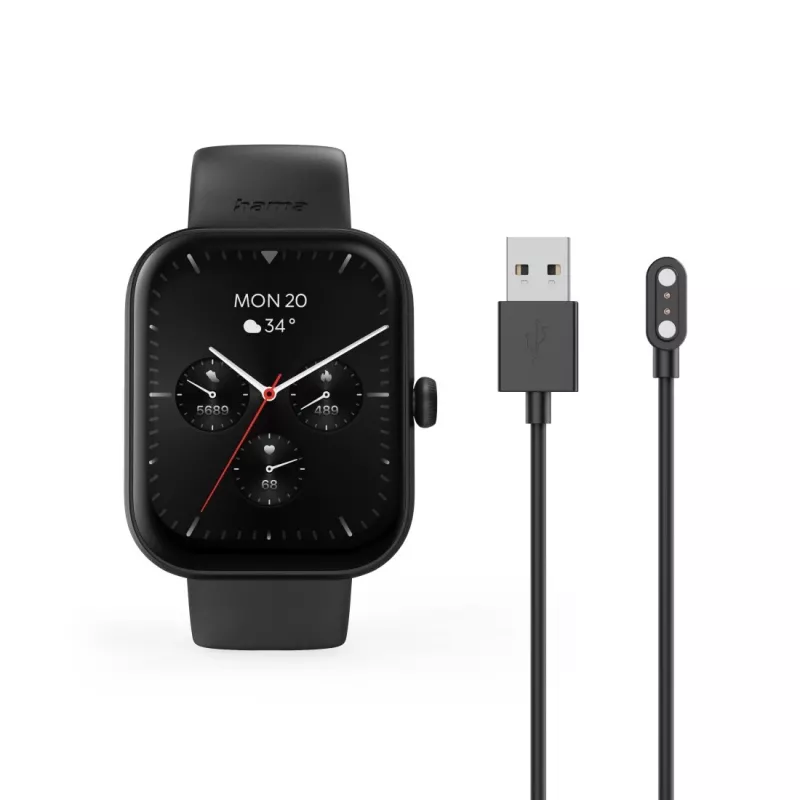 Hama Fit Watch 5000 älykello, 1,65 tuuman (4,19 cm) TFT, 47 mm, puhelutoiminto, syke, IP68, Bluetooth, musta