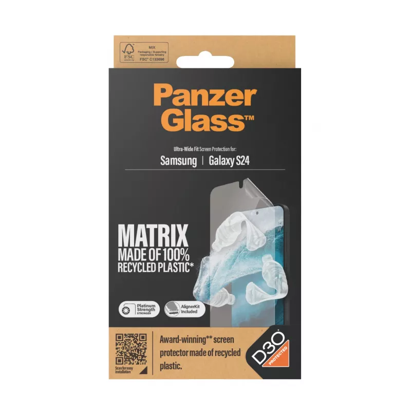 PanzerGlass ® ECO MATRIX -näytönsuojakalvo D3O® Samsung Galaxy S24 | Ultra-Wide Fit AlignerKitillä