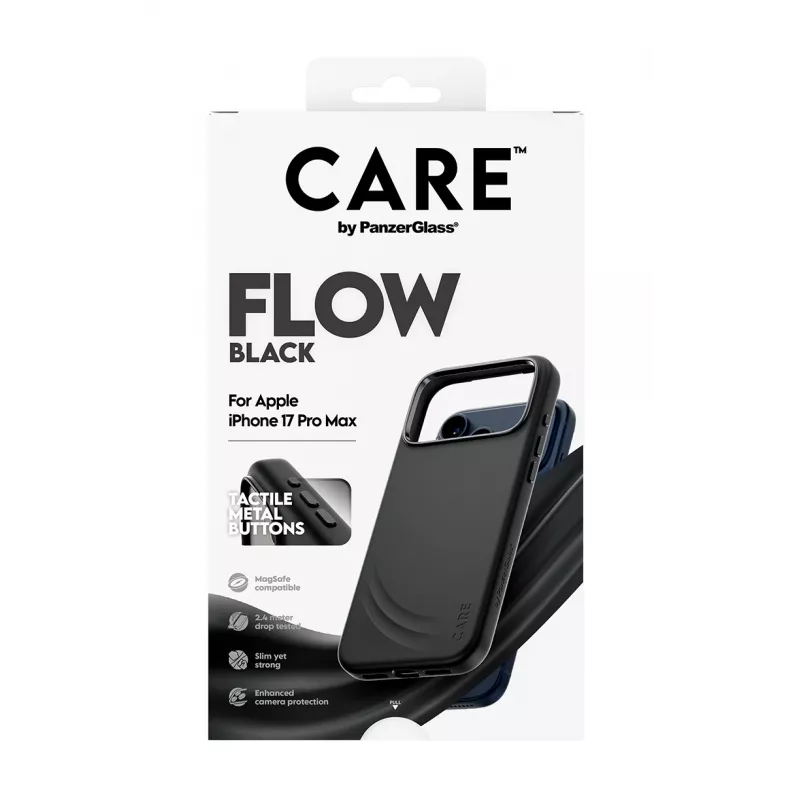 Suojakotelo PanzerGlass CARE by Feature FLOW iPhone 17 Pro Max, kotelo, musta, MagSafe-yhteensopiva