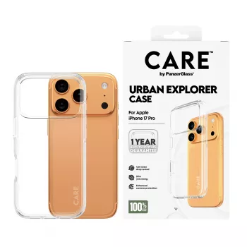 Suojakotelo PanzerGlass CARE by Flagship kotelo läpinäkyvä Urban Explorer kirkkaalla kehyksellä iPhone 17 Pro