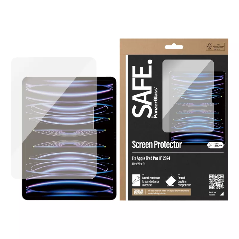 PanzerGlass SAFE95857 SAFE karkaistu lasi -näytönsuoja iPad Pro 11 (2024) -tabletille, Ultra-Wide Fit