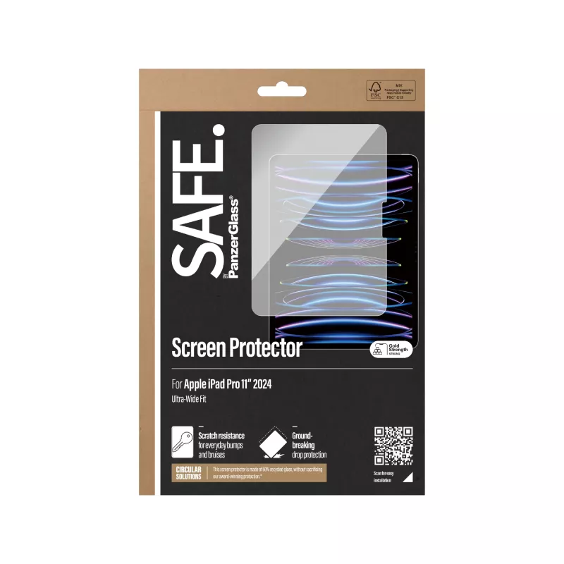 PanzerGlass SAFE95857 SAFE karkaistu lasi -näytönsuoja iPad Pro 11 (2024) -tabletille, Ultra-Wide Fit