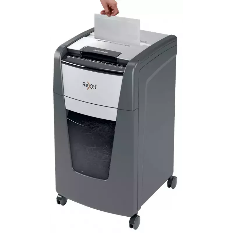 Rexel Optimum Auto+ 300M paperisilppuri mikrosilppu 55 dB 23 cm musta, harmaa