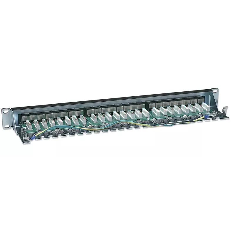 Intellinet patch-paneeli, Cat6, FTP, 24-porttinen, 1U, suojattu, 90° Top-Entry LSA-listat, musta
