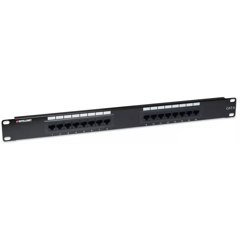 Intellinet patch-paneeli, Cat6, UTP, 16-porttinen, 1U, musta