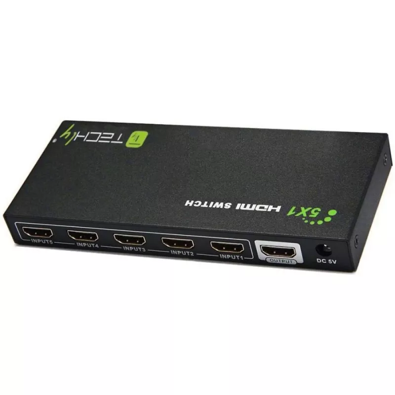 Techly 5 IN 1 OUT HDMI -kytkin kaukosäätimellä, 4Kx2K, 3D IDATA HDMI-4K51