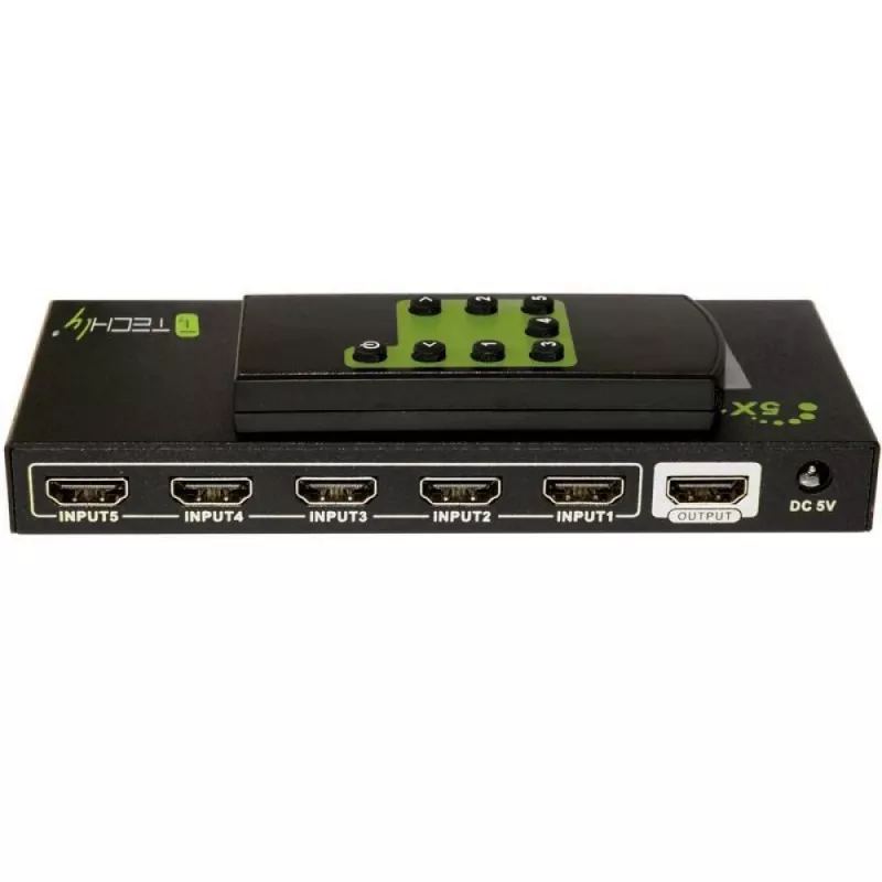 Techly 5 IN 1 OUT HDMI -kytkin kaukosäätimellä, 4Kx2K, 3D IDATA HDMI-4K51