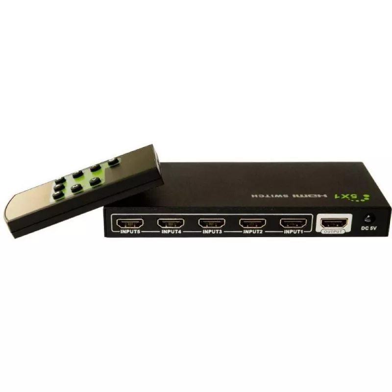 Techly 5 IN 1 OUT HDMI -kytkin kaukosäätimellä, 4Kx2K, 3D IDATA HDMI-4K51