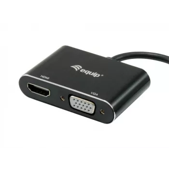 Equip USB 3.0 - HDMI/VGA (HD15) -sovitin, 3.2 Gen 1 (3.1 Gen 1), USB Type-A, HDMI-lähtö, 1920 x 1080 pikseliä